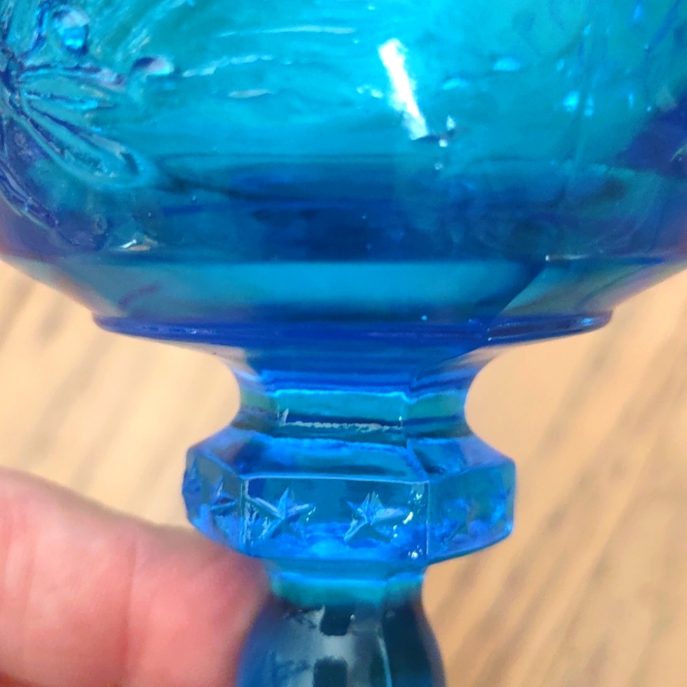 LE Smith Cobalt Blue American Eagle Stars Glass Goblet - Picture 7 of 8